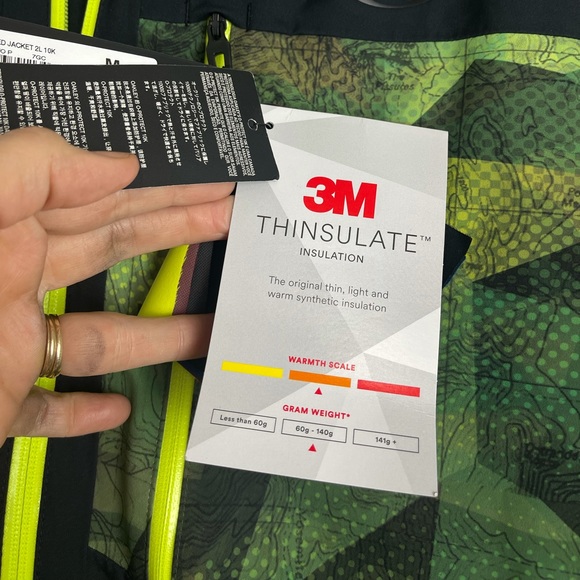 NWT Oakley Geo Camo 3M thinsulate snowboard jacket fluorescent green & black. - Picture 5 of 16